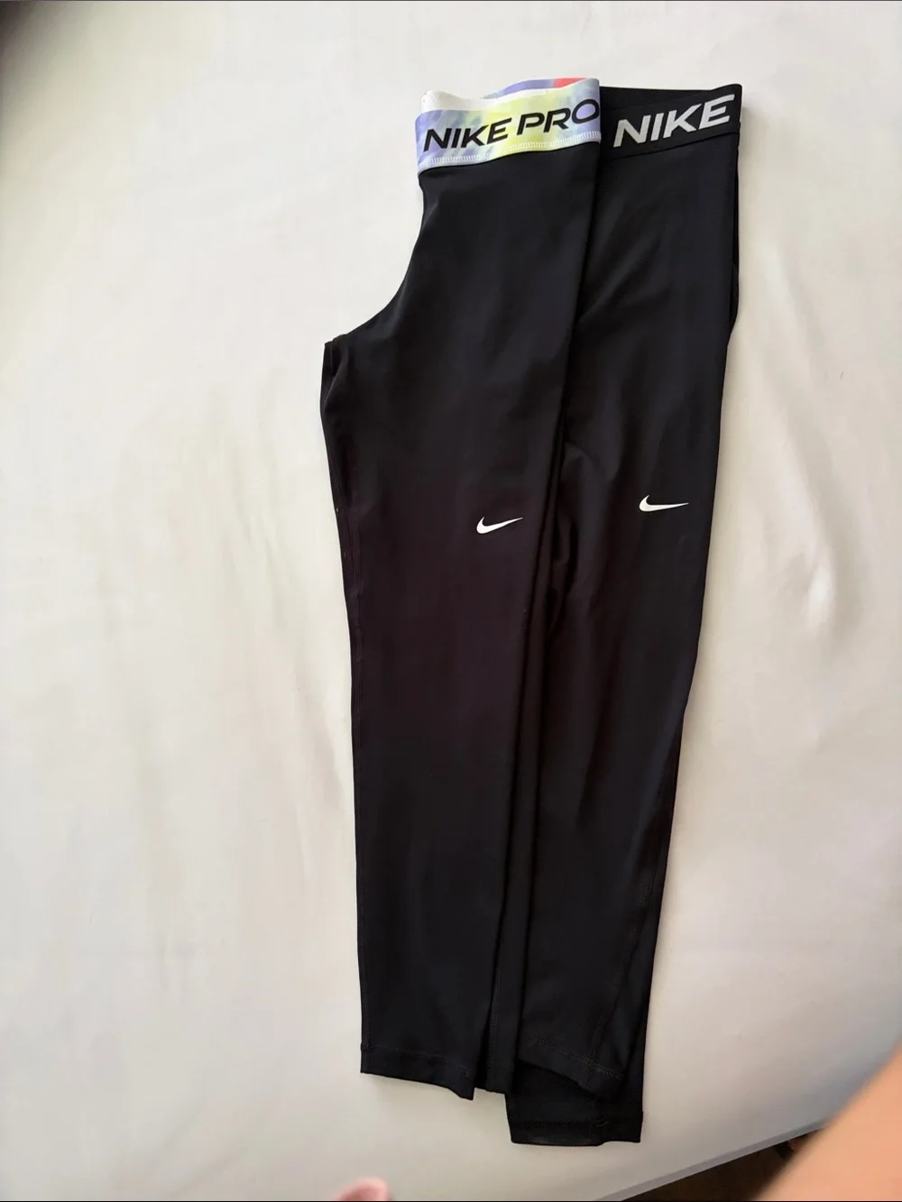 Nike Black Compression Leggings with Rainbow NIKE PRO Waistband